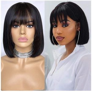 Black bob wig with bangs